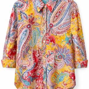 Ralph Lauren Vibrant Paisley Button-Up Shirt in Yellow & Red VNTG.